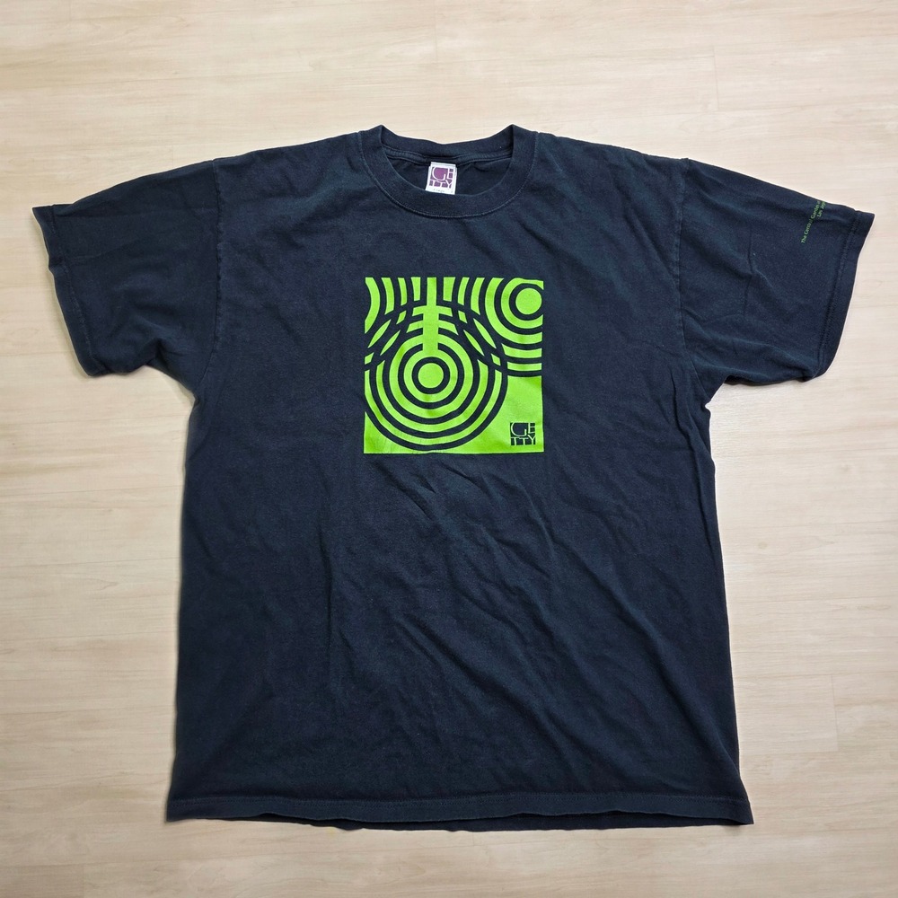 Getty Center Los Angeles Central Garden T-Shirt Mens XL Black Neon Green Art Tee